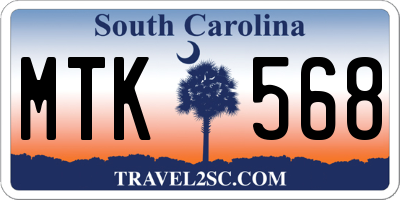 SC license plate MTK568