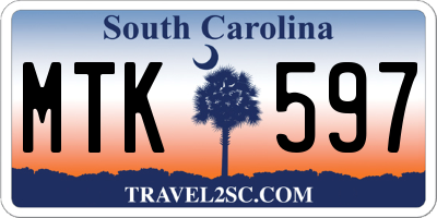 SC license plate MTK597