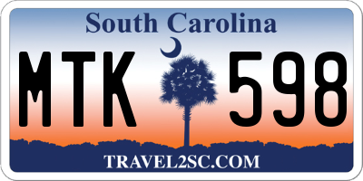 SC license plate MTK598
