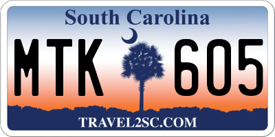 SC license plate MTK605