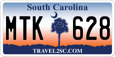 SC license plate MTK628