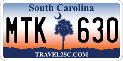 SC license plate MTK630