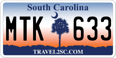 SC license plate MTK633