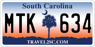 SC license plate MTK634