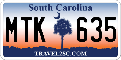 SC license plate MTK635