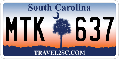 SC license plate MTK637
