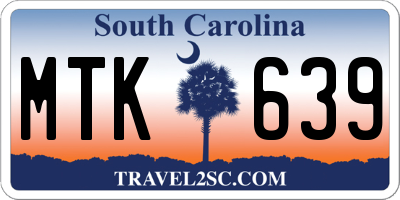 SC license plate MTK639