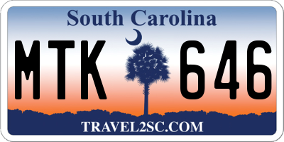 SC license plate MTK646
