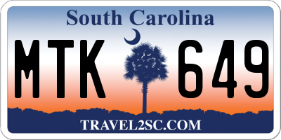 SC license plate MTK649