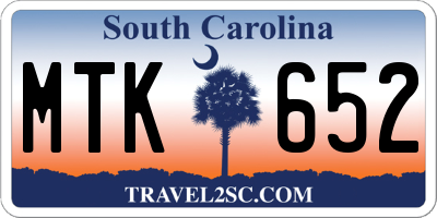 SC license plate MTK652