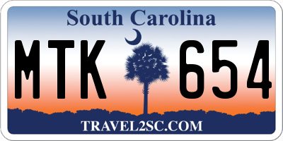 SC license plate MTK654