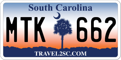 SC license plate MTK662