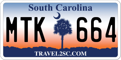 SC license plate MTK664