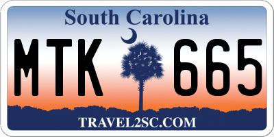 SC license plate MTK665