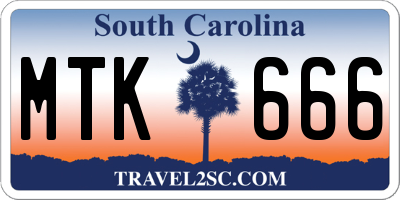 SC license plate MTK666