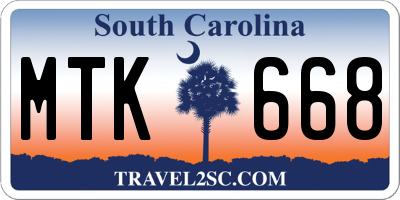 SC license plate MTK668