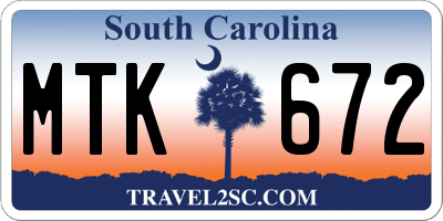 SC license plate MTK672