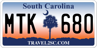 SC license plate MTK680