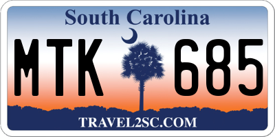SC license plate MTK685