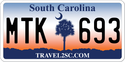 SC license plate MTK693