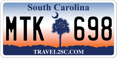 SC license plate MTK698