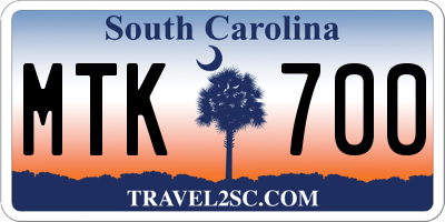 SC license plate MTK700