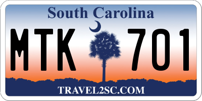 SC license plate MTK701