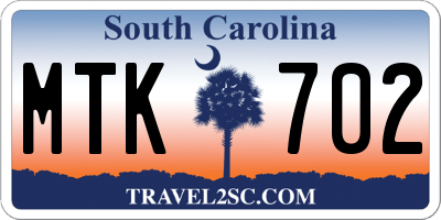 SC license plate MTK702