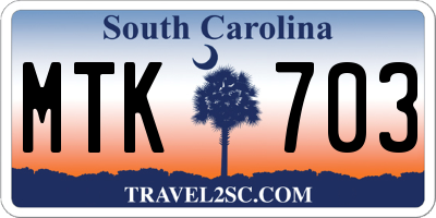 SC license plate MTK703