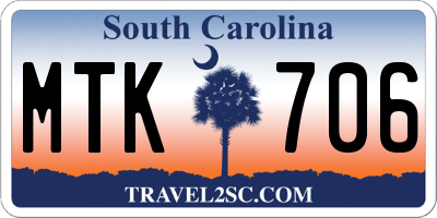 SC license plate MTK706