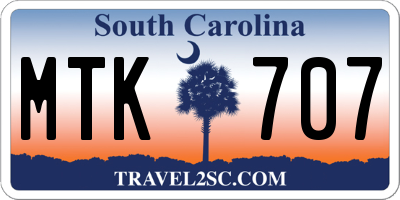 SC license plate MTK707
