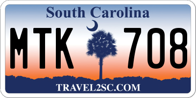SC license plate MTK708