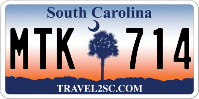 SC license plate MTK714