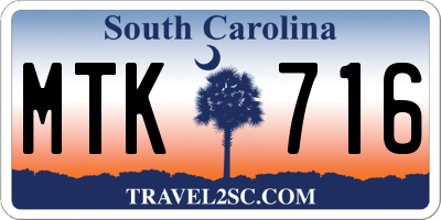 SC license plate MTK716