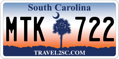 SC license plate MTK722