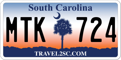SC license plate MTK724
