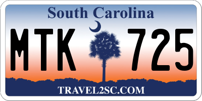 SC license plate MTK725