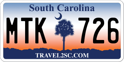 SC license plate MTK726