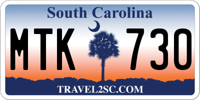SC license plate MTK730