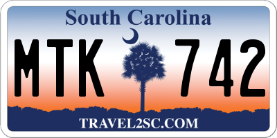 SC license plate MTK742