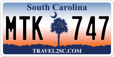 SC license plate MTK747