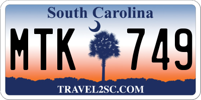 SC license plate MTK749