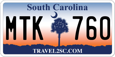 SC license plate MTK760