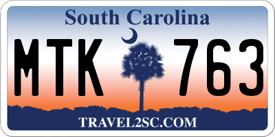 SC license plate MTK763
