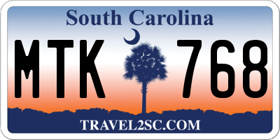 SC license plate MTK768