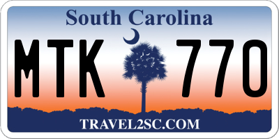 SC license plate MTK770