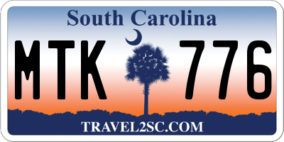 SC license plate MTK776