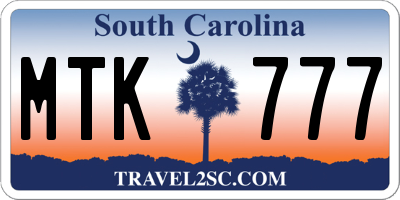 SC license plate MTK777