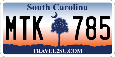 SC license plate MTK785