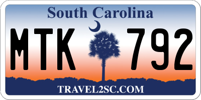 SC license plate MTK792